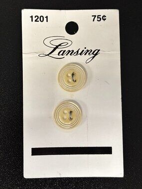 Vintage Lansing Buttons Card – 2 Pc Cream Translucent Sewing Buttons Original Ca